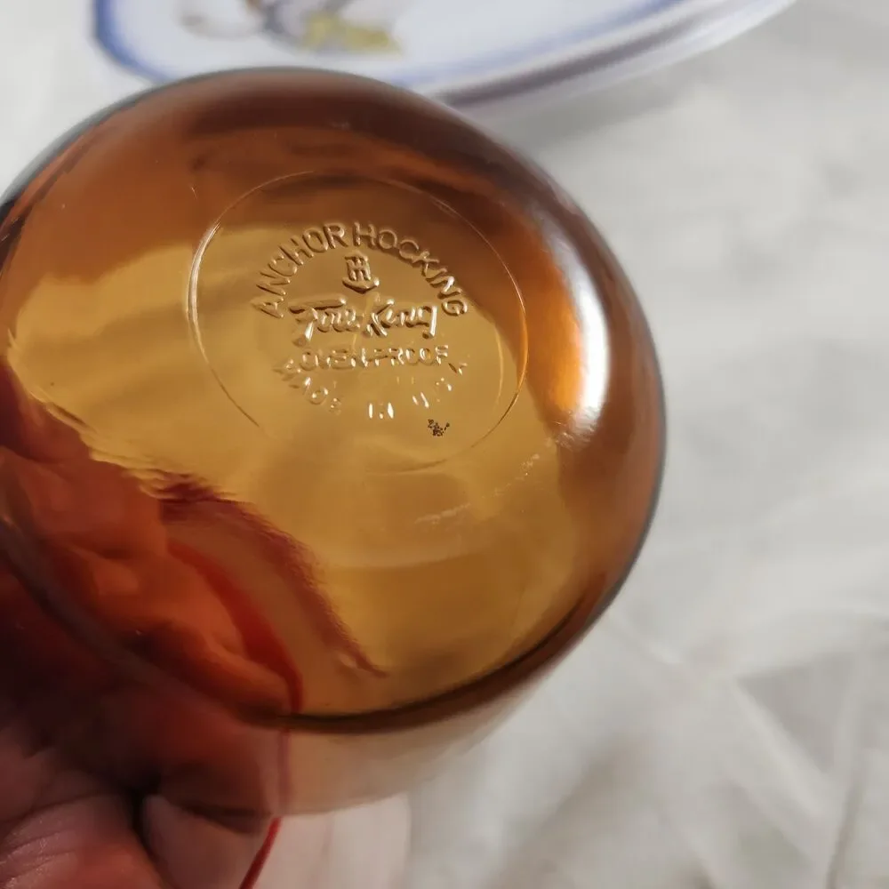 Set of 4 Vintage 1960s Anchor Hocking Amber 6 oz Glass Ramekins/Custard Cups